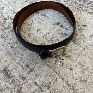 Coach Black and Brown Leather Belt with Gold Buckle